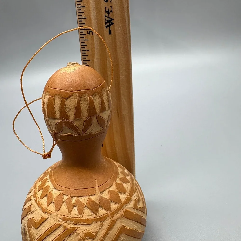 Carved Gourd Ornament‎ African Tribal Folk Art Boho Decor Ethnic Handmade